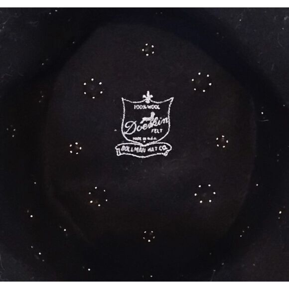 80s 90s Black Studded Western Hat , Size 23, Gold Dome Accents - Picture 5 of 5